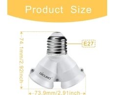 Dicuno e27 lempos lizdo skirstytuvas adapteris 2-in-1, e27 lizdo skirstytuvas, skirtas led lempai, lemputei, halogeninei lempai, lempos pagrindo keitiklis, 6 vnt.