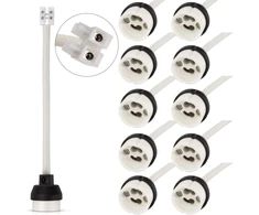 Dicuno gu10 lizdas su 15 cm maitinimo kabeliu ir antgaliais, keraminis pagrindas, vde, ugnies apsaugos renovacijos lizdas, 0,75 mm² kabelis, 300 w 250 v, atsparus karščiui iki 600 °c, 10 vnt.