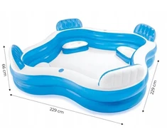 Didelis intex sodo baseinas su sėdynėmis, 4 asmenims, pripučiamas šeimyninis 229 x 229 cm