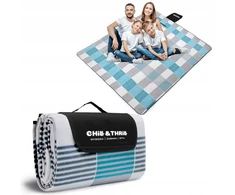 Didelis sulankstomas pledas-kilimėlis xxl 200x200 cm piknikui paplūdimyje stovyklavimui atsparus vandeniui