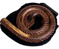 Didgeridoo apvalios formos instrumentas, natūralios medžiagos, kelioninis krepšys, spiralė Australia (d2)