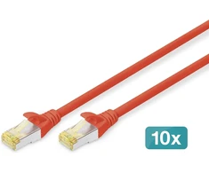Digitus Cat 6a Lan kabelis, 3m, 10 vnt. pakuotė, Raudonas