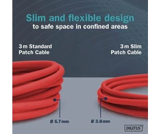Digitus Lan Cat 6a kabelis - 1,5 m - plona versija Awg 32/7 - 10 Gbps - Rj45 tinklo kabelis - F/ftp - Poe+ - Lszh - suderinamas su Cat7, Cat6, Cat5e - raudonas