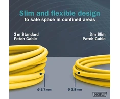 Digitus Lan kabelis cat 6a - 1,5 m - plona versija awg 32/7 - 10 gbps - rj45 tinklo kabelis - f/ftp - poe+ - lszh - suderinamas su cat-7, cat-6, cat-5e - geltonas