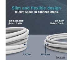 Digitus lan kabelis cat 6a - 1,5 m - plona versija awg 32/7 - 10 gbps - rj45 tinklo kabelis - f/ftp - poe+ - lszh - suderinamas su cat7, cat6, cat5e - pilkas