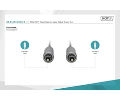 Digitus optinis audio kabelis - Toslink į Toslink - Spdif - šviesolaidinis kabelis - 3 m - juodas - stereosistemoms, namų kinui, soundbar'ui, kompiuteriui, Ps4, XBOX