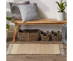 Dii rankų darbo austų džiuto kilimų kolekcija 2 x 91 cm - kreminės spalvos juosta