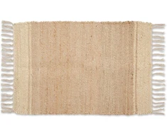 Dii rankų darbo austų džiuto kilimų kolekcija 2 x 91 cm - kreminės spalvos juosta