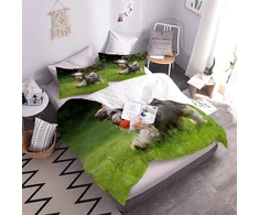 Dilani Tibetan Terrier patalynės komplektas 135 x 200 cm šuo gyvūnas 3d spauda minkštas mikropluoštas 3 dalių antklodžių užvalkalai su užtrauktuku ir 2 pagalvių užvalkalai 80 x 80 cm suaugusiems vaikams