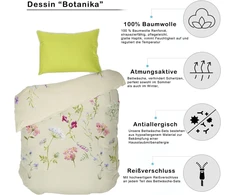 Dilios premium patalynės komplektas 200 x 200 cm, gėlės smėlio spalvos botany, 100% laidus orui, patogi medvilnė su užtrauktuku, renforcé, 2 dalių antklodės užvalkalas 200 x 200 cm + pagalvės užvalkalas 80 x 80 cm
