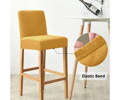 Dimatic Velvet Plush kėdės užvalkalas, skirtas baro kėdėms, valgomojo kėdžių užvalkalas, baldų apsauga, neslystantis užvalkalas su elastiniu pagrindu, 2 vnt., aukso spalvos