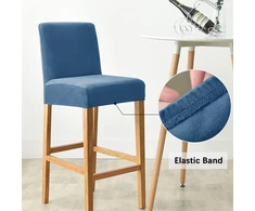 Dimatic Velvet Plush kėdės užvalkalas, skirtas baro kėdėms, valgomojo kėdžių užvalkalas, baldų apsauga, neslystantis užvalkalas su elastiniu pagrindu, 2 vnt., mėlynas