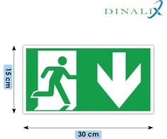 Dinalix 2 vnt. avarinio išėjimo ženklų rinkinys, fotoliuminescencinė rodyklė žemyn, 300 x 150 mm, vinilo avarinio išėjimo ženklas, lipnus, atitinka Iso Din 7010 / Din 67510