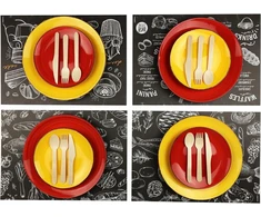 Dinnergut 4 x 24 popieriniai padėkliukai su bistro motyvu, 96 vienetai, Din A3, aukščiausios kokybės popierius, stalo padėkliukas su užkandžiais, kavinei, barui, vienkartinis stalo padėkliukas stalo dekoravimui