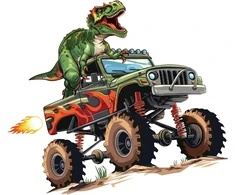 Dinozaurų Monster Truck Sienų Lipdukas Vaikų Kambariui