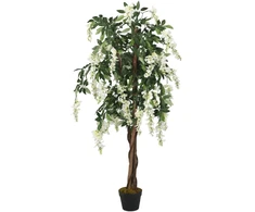 Dirbtinė visterija, žalios ir baltos spalvos, 80cm, 560 lapų