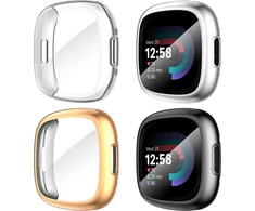 Diruite 4 vnt. ekrano apsaugų rinkinys, skirtas Fitbit Versa 4 / Sense 2 apsauginiam dėklui, Hd smūgiams atsparus minkštas Tpu dangtelis, pilna ekrano apsauga, skirtas Fitbit Versa 4 / Sense 2 apsauginiam dėklui