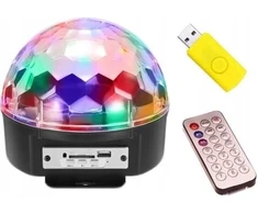 Diskotekinis projektorius disco led rgb rutulys + nuotolinio valdymo pultas