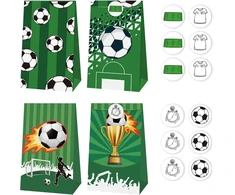 Disnace 12 vnt. futbolo vakarėlio dovanų maišelių rinkinys, dovanų maišelis, saldainių maišeliai, futbolo dovanų maišelis, gimtadienio maišeliai, futbolo vakarėlio maišeliai, futbolo vakarėlio maišeliai su 12 lipdukų, 4 raštai