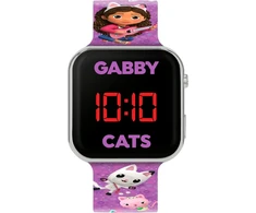 Disney Gab4033 mergaičių skaitmeninis kvarcinis laikrodis su plastikiniu dirželiu, violetinis su raštu, apyrankė