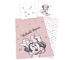 Disney Minnie Mouse patalynės komplektas - 135 x 200 cm + 80 x 80 cm su reversiniu motyvu - 100% medvilnė renforcé