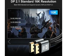 Displayport 2.1 kabelis 10m, 16k@60hz, 8k@120hz, 40gbps