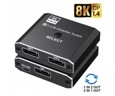 Displayport skirstytuvas 2x1 į 1x2, 8k
