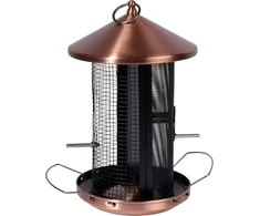 Dobar 11517 didelė lesyklėlė - vario spalvos paukščių lesyklėlė - metalinė maitinimo stotelė pakabinimui - lesyklėlė sėkloms - lesyklėlė laukiniams paukščiams - 20 x 20 x 32 cm - vario spalvos