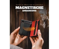 Dodensha Magsnap vyriška piniginė i plona piniginė su skyreliu monetoms i piniginės vyrams 10+ kortelių i magnetinio užsegimo plona vyriška piniginė i rfid apsauga, juoda-raudona, moderni