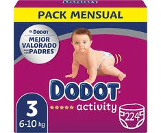 Dodot Activity Baby sauskelnės, 3 dydis (6–10 kg), 224 itin tvirtos sauskelnės