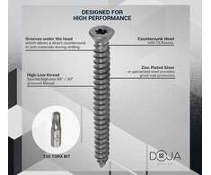 Doja industrial concrete screws torx 7.5 mm x 72 mm pakuotė 100 apvalios galvutės medienos drožlių plokštės varžtų screw anchor steel galvanised flat head universal screws countersunk screws / wood screws torx