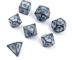 Dollatek metalinių kauliukų rinkinys drakono raštu, skirtas dungeon and dragon dnd kauliukų žaidimui (su juodu maišeliu) - pilkas