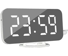 Dollatek skaitmeninis žadintuvas - modernus žadintuvas su usb jungtimi, skaitmeninis veidrodinis laikrodis, geriausias dekoratyvinis laikrodis sienai, stalui, rašomajam stalui - baltas raštas