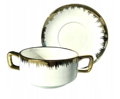 Domex Decor porcelianinis sultinio puodelis su lėkštele Gold Dream 290 ml, 2 dalių komplektas