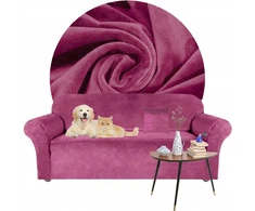 Domidekor Elastingas kampinės sofos užvalkalas, velvetas, aksomas, 145-185 cm, tamsiai rožinis