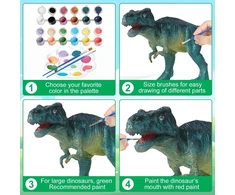 Dongqi dinozaurų piešimo rinkinys, rankdarbių rinkinys, dovana vaikams dinozaurų tema, žaislas 3 4 5 6 7 8 metų vaikams, piešimo žaislas su dinozaurų rinkiniu, kūrybiškumo dovanos berniukams ir mergaitėms