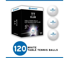 Donic-schildkröt stalo teniso kamuoliukai tt club 608532 treniruočių kamuoliukai poly 40+ kokybės, 120 vnt. didelėje dėžėje, balti