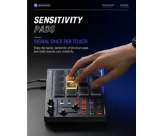 Donner Midi Pad valdiklio klaviatūra Usb Type-c, profesionali būgnų pad mašina ritmų kūrimui su 16 pad'ų, Midi išvestis, 2 priskiriami slankikliai ir mygtukai (starrypad Mini, juoda)
