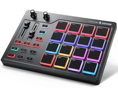 Donner Midi Pad valdiklio klaviatūra Usb Type-c, profesionali būgnų pad mašina ritmų kūrimui su 16 pad'ų, Midi išvestis, 2 priskiriami slankikliai ir mygtukai (starrypad Mini, juoda)