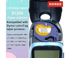 Doree 3 vnt. popierinė juosta 91220 91200 S0721520, 12 mm x 4 m, juoda ant baltos, suderinama etikečių juosta Dymo Lt etikečių spausdintuvui Lt-100h, Lt-100t