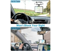 Dosvsi planšetinio kompiuterio laikiklis galinio vaizdo veidrodėliui automobilyje, sunkvežimio didelis galinio vaizdo veidrodėlio Ipad laikiklis su 360° ištraukiama rankena, automobilinis galinio vaizdo veidrodėlio stovas Ipad Pro Air Mini, Galaxy Tab/su F