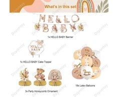 Doyomtoy boho gimtadienio dekoracija, boho baby shower vakarėlio balionų dekoracija korio ornamentas mergaičių gimtadienio vakarėliui bohemiška mergaičių gimtadienio dekoracija baby shower rinkinys, 23 vnt.