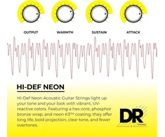 Dr A Neon Mca-12 Hidef Akustinės Gitaros Stygos, Įvairiaspalvės