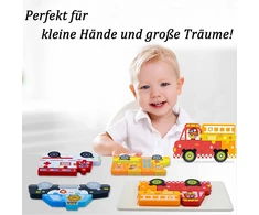 Dr. Muya medinės dėlionės vaikams 2 3 4 5 metų, montessori žaislas, edukacinis medinis žaislas, edukacinis žaislas vaikams, 4 dalys, gaisrinė mašina, policijos automobilis, dovana berniukams