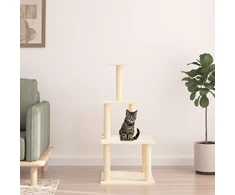 Draskyklė katėms su stovais iš sizalio, kreminės spalvos, 111cm