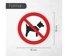 Draudimo lipdukas "p021: Draudžiama vedžioti šunis", skersmuo 10 cm, prekės nr. hin137, din en iso 7010, pastaba, įspėjimas, įspėjamasis pranešimas, šunų vežimas draudžiamas