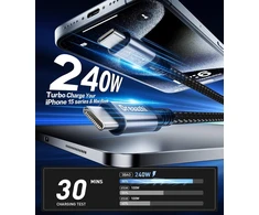 Dreaazhi 20 Gbps 240 W Usb C - Usb C kabelis 1 m, Usb C 3.2 Gen2 x 2 duomenų kabelis, 4k @ 60 Hz vaizdo perdavimas, greito įkrovimo kabelis nešiojamam kompiuteriui, mobiliajam telefonui, planšetiniam kompiuteriui, Ssd, monitoriui ir t. t.