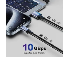 Dreaazhi usb ir usb c kabelis 1 m, usb 3.1 gen 2 kabelis greitam įkrovimui su 10 gbps duomenų perdavimu, android automobilinis kabelis, skirtas iphone 16/15, galaxy note 8, s8, s9, s10, sony xz, lg v20, htc, ssd ir kt.