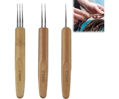 Dreadlocks adata, 3 vnt. 0,5 mm dreadlock nėrimo vąšelis, bambuko adatos audimas, nėrimas, dreadlocks perukas, užrakto adata su bambuko rankenomis, veltinio adata kasoms, perukams ir daugiau, 1 vąšelis, 2 vąšeliai, 3