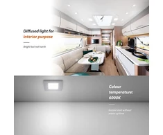 Dream lighting 12 V Led įleidžiamas prožektorius karavanui itin plokščias reguliuojamas Ip44 3 W 230 liumenų poliruotas paviršius šaltai balta